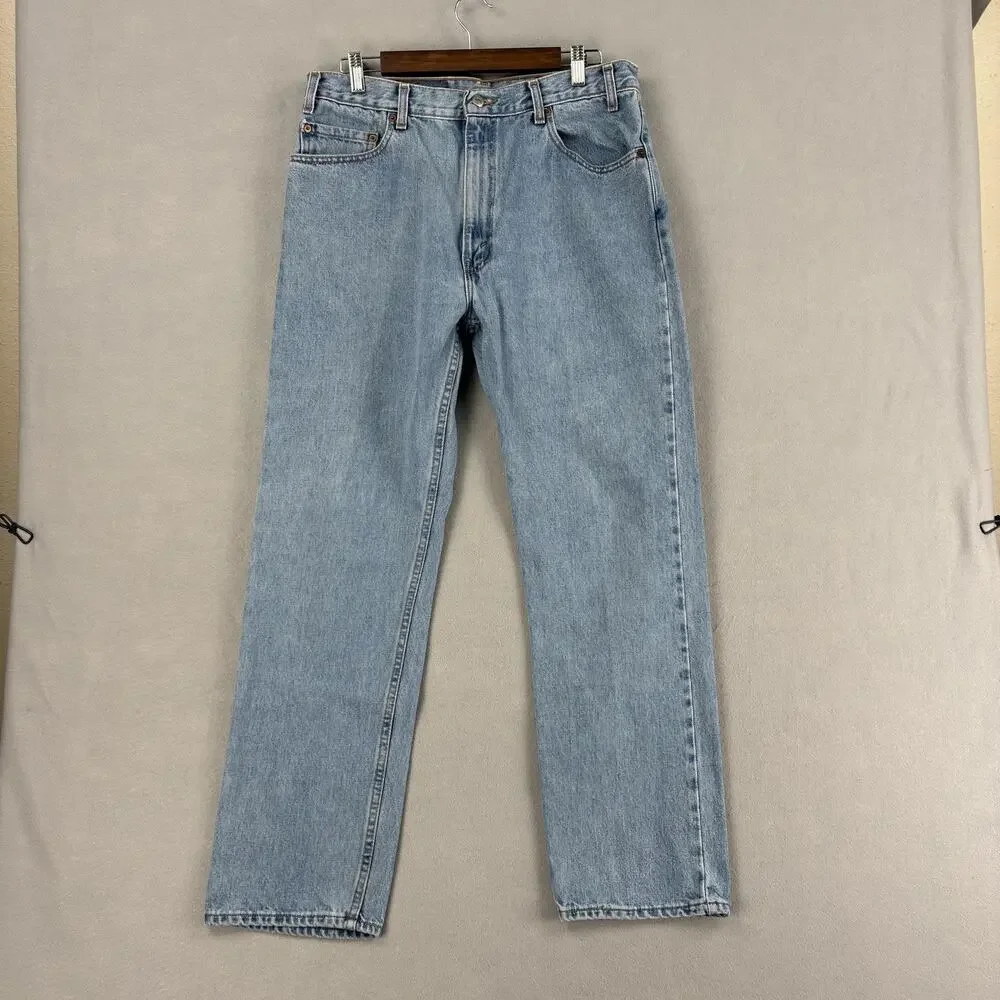 Vintage Levis 505 Jeans Mens 33x29 Light Wash Blue Denim Straight Leg USA 90s